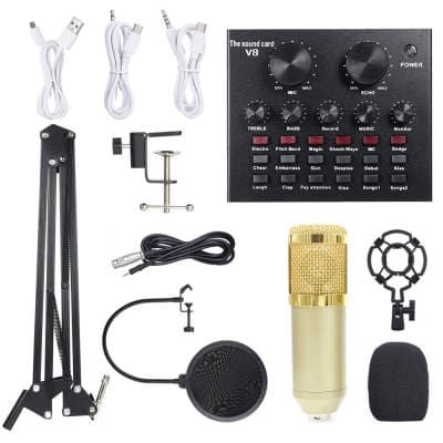 BM-800 rede DE computadores móveis microfone K Song V8 placa DE som NB35 conjunto DE suporte DE microfone DE malha À prova DE explosão E vento eletrônico