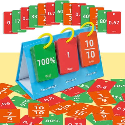 Cartões de Educação Desktop de Conversão de Pontuação de 69 Porcentagens Cartões de Aprendizagem Interativa Pais-Filhos