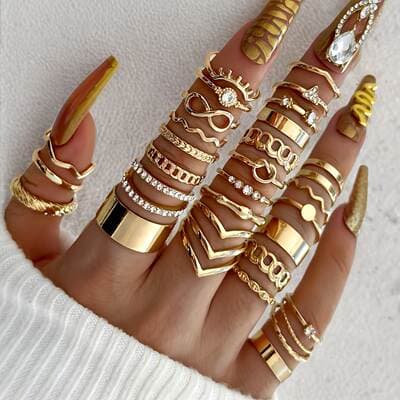 Conjunto de anéis criativos geométricos explosivos europeus e americanos transfronteiriços 30 peças design irregular personalizado anel feminino atacado