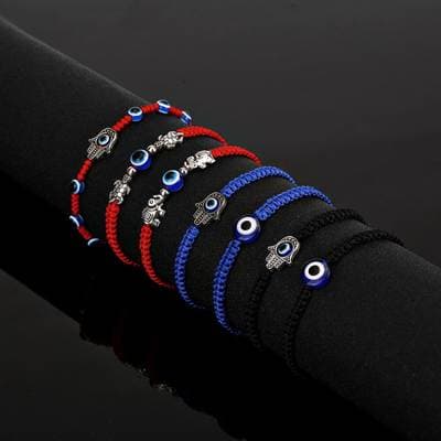 Transfronteiriça quente nova tartaruga dois-redondos frisado olhos azuis mau-olhado preto trançado pulseira viva sorte corda vermelha
