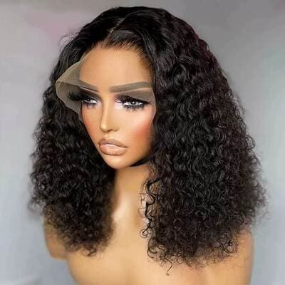 Peruca Jerry Curl Bob perucas de cabelo humano transparente 13 * 4 rolo de peruca