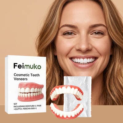 Conjunto de retoque de dentadura Feimuko Silicone Retoque natural Costuras dentárias Paisagismo Sorriso Dentaduras adultas