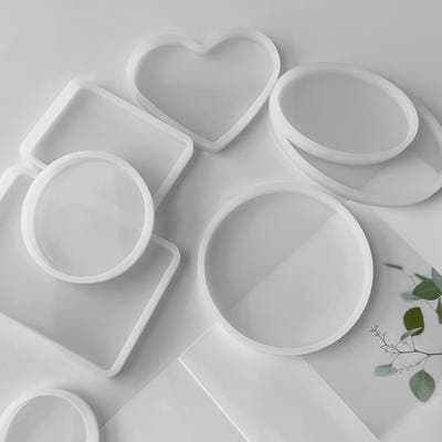 Moldes de silicone para resina epóxi em forma de nuvem, coração, oval, retângulo longo e quadrado — porta-copos e bandejas; moldes para gesso e resina epóxi por atacado