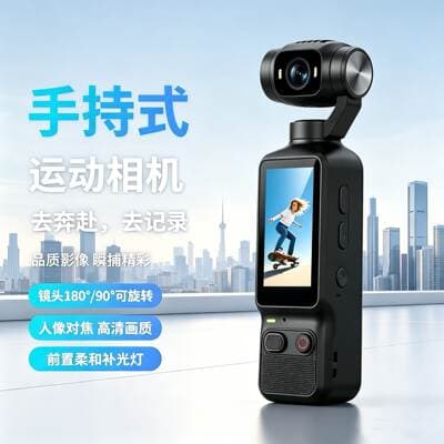Nova Câmera Digital Portátil HD PTZ de Bolso HD vlog Outdoor Anti-Shake Camera Sport 4K Student