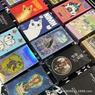 Tarô 78 cartas, baralho Rider-Waite, jogo de mesa estético, cartas para iniciantes, conjunto completo, design original em estilo cartoon