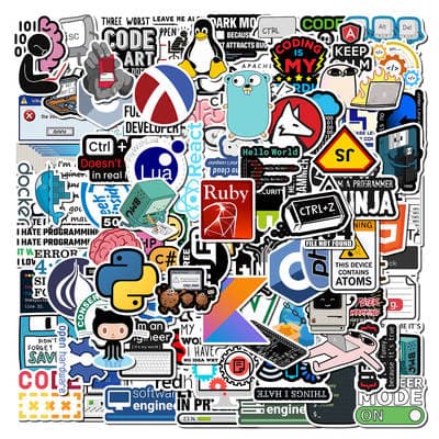 100 adesivos impermeáveis autocolantes de grafite de programador para cross-border, à prova d'água, para DIY em notebook e mala