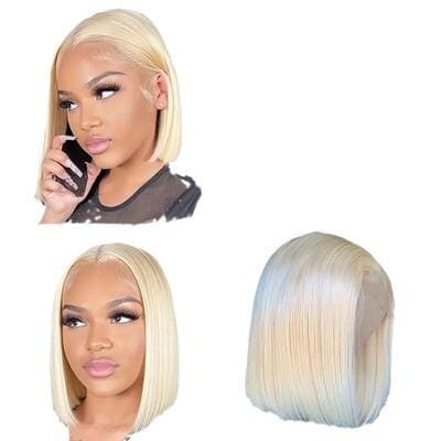 Amazon European and American fashion trend Peruca loira clara bobo head Franja média Mecanismo Perucas Capa de cabelo Franja oblíqua