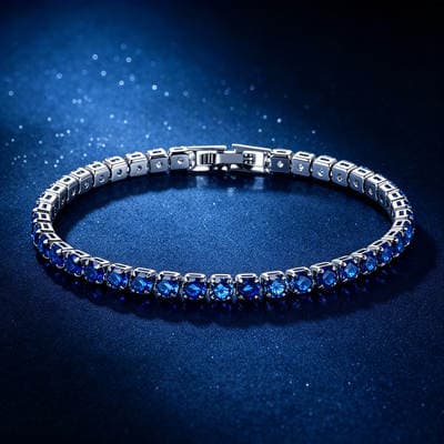 Bracelete com zircónias azul lago